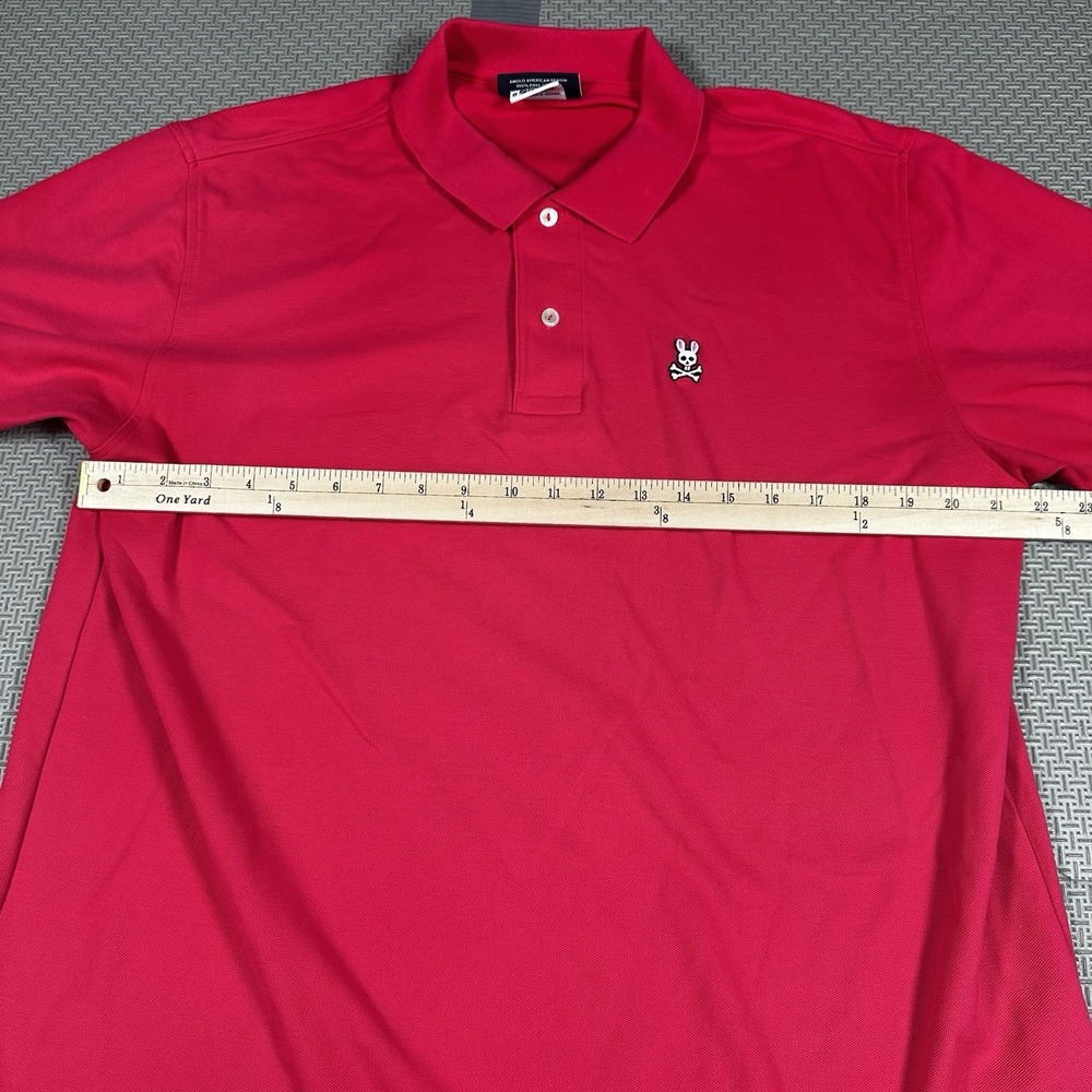 Psycho Bunny Polo Shirt Men's 8 XL Bright Red Pink Short Sleeve Pique Cotton EUC - Picture 5 of 6